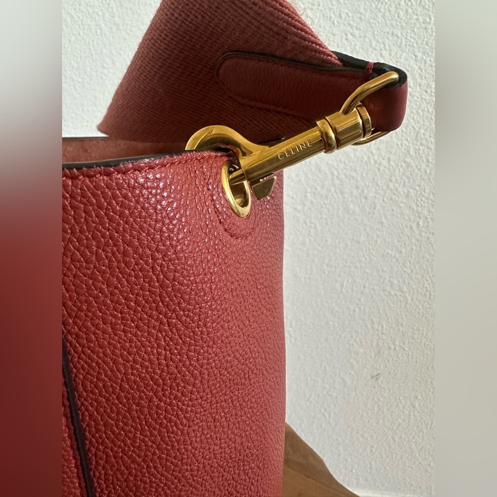 Celine Brick Red Tote with Gold Accents - Picture 5 of 15